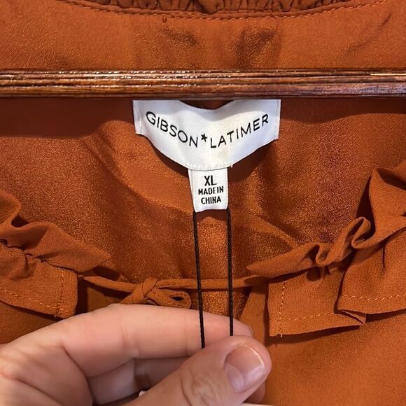 New Gibson Latimer Spice Brown Boho Dress XL - Picture 4 of 10